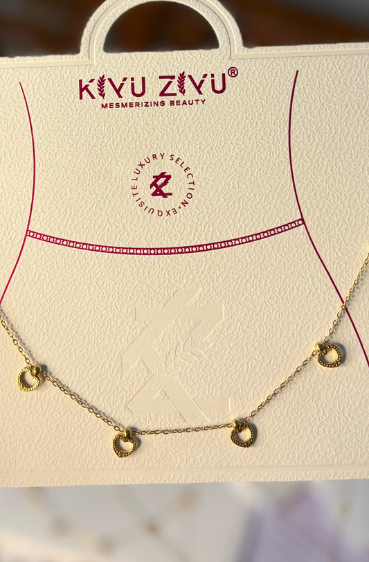 Heart Charms Gold Hip Chain (Kamarbandh)