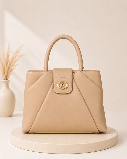 Elegant Beige Structured Handbag