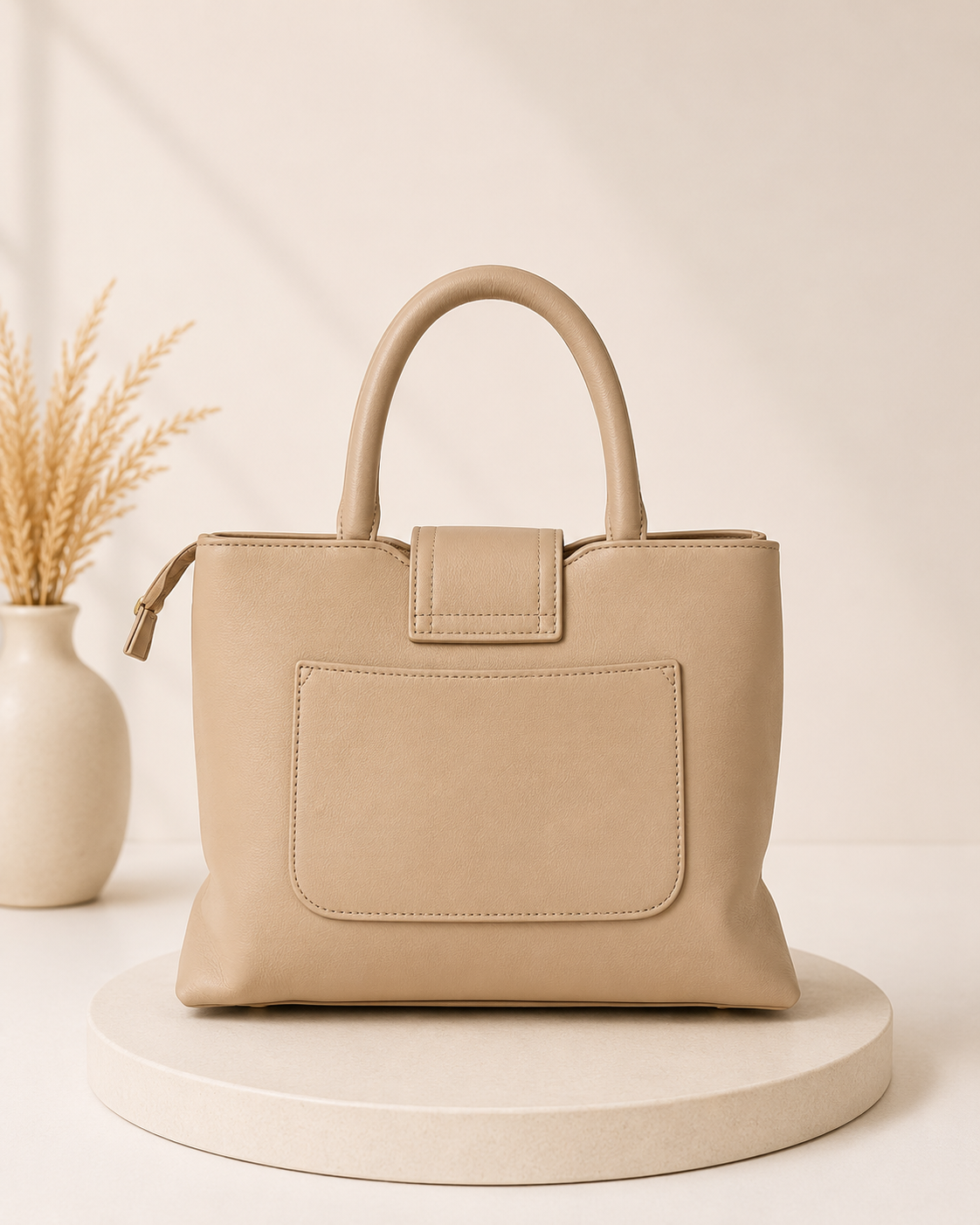Elegant Beige Structured Handbag