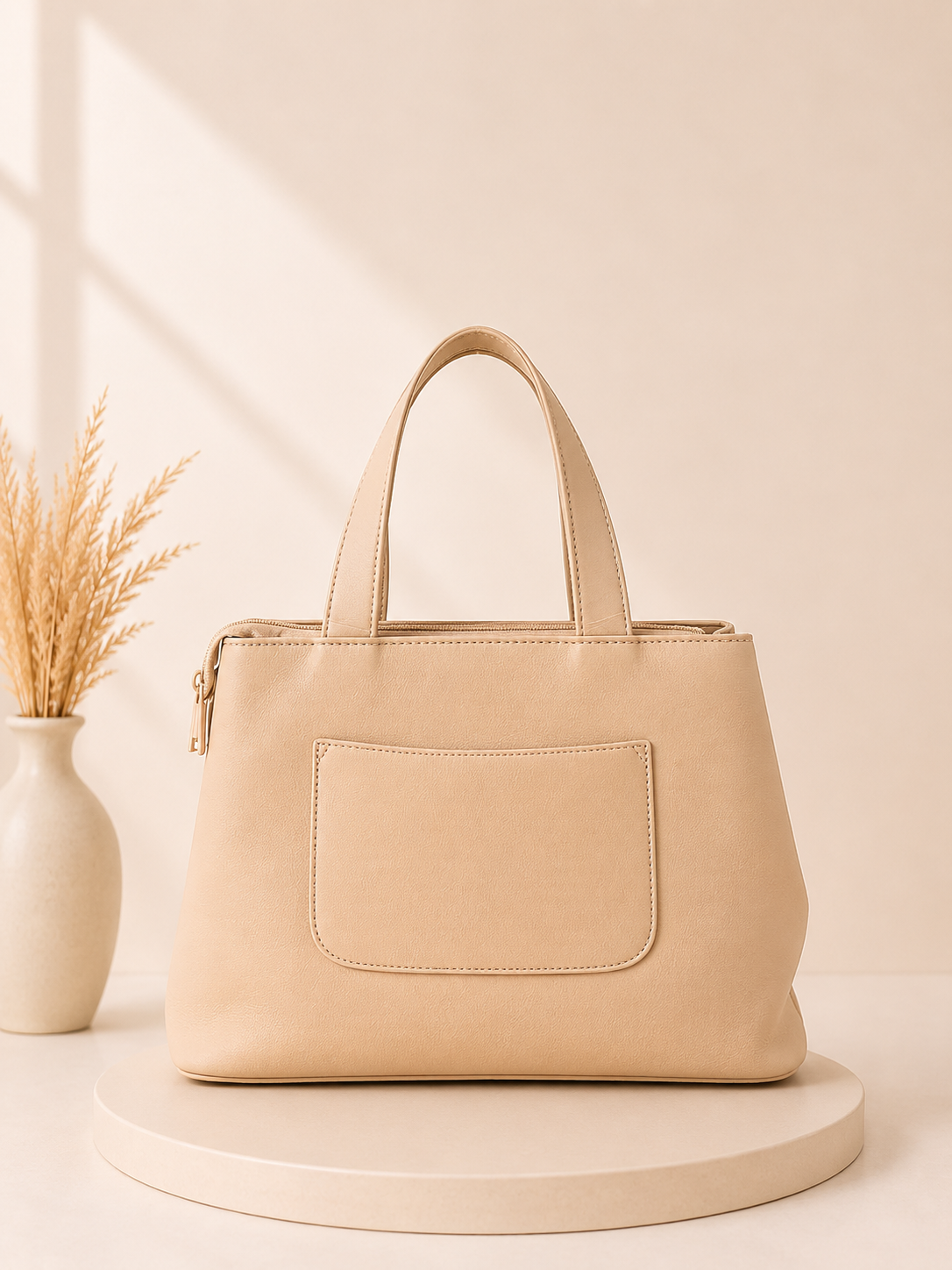 Elegant Beige Chain Tote Bag