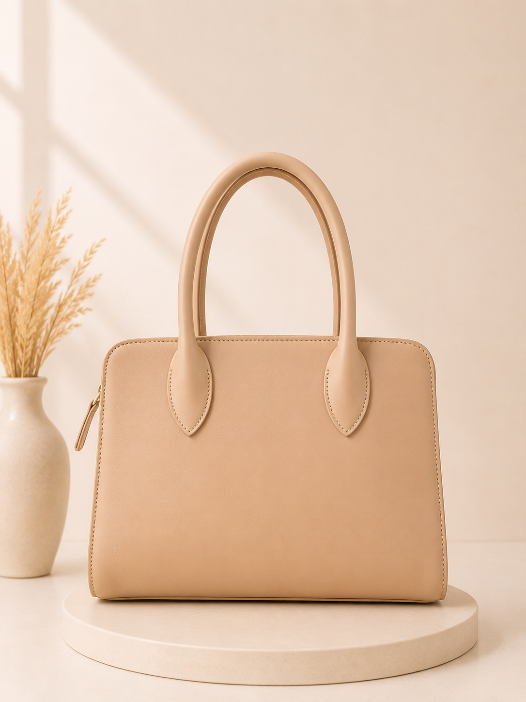Elegant Quilted Tote Handbag – Beige