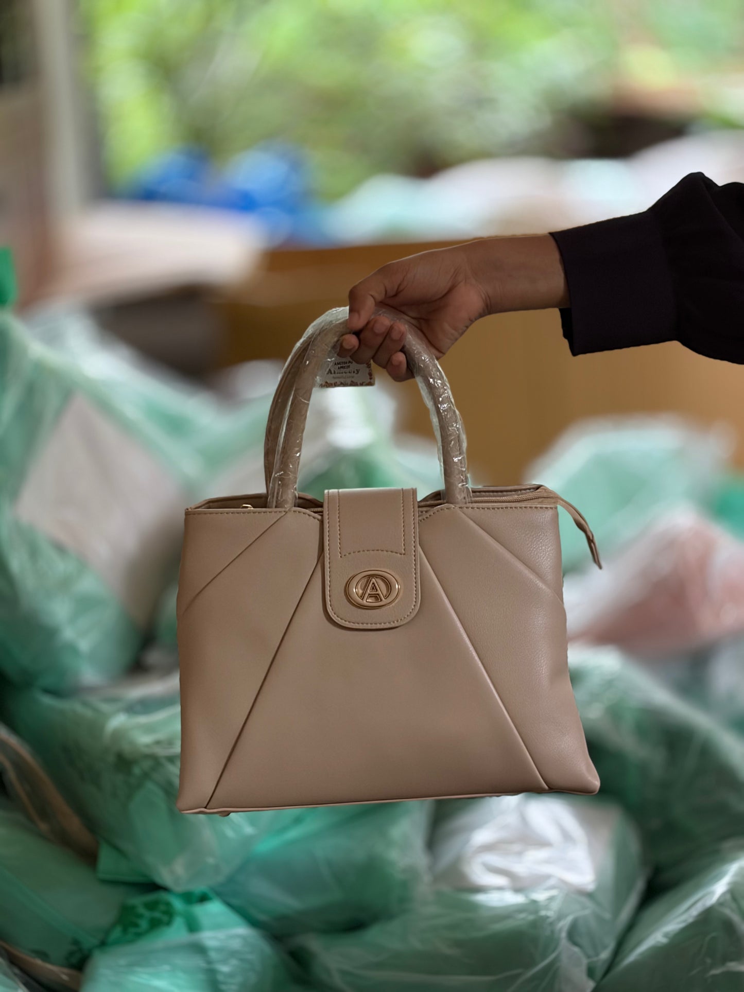 Elegant Beige Structured Handbag