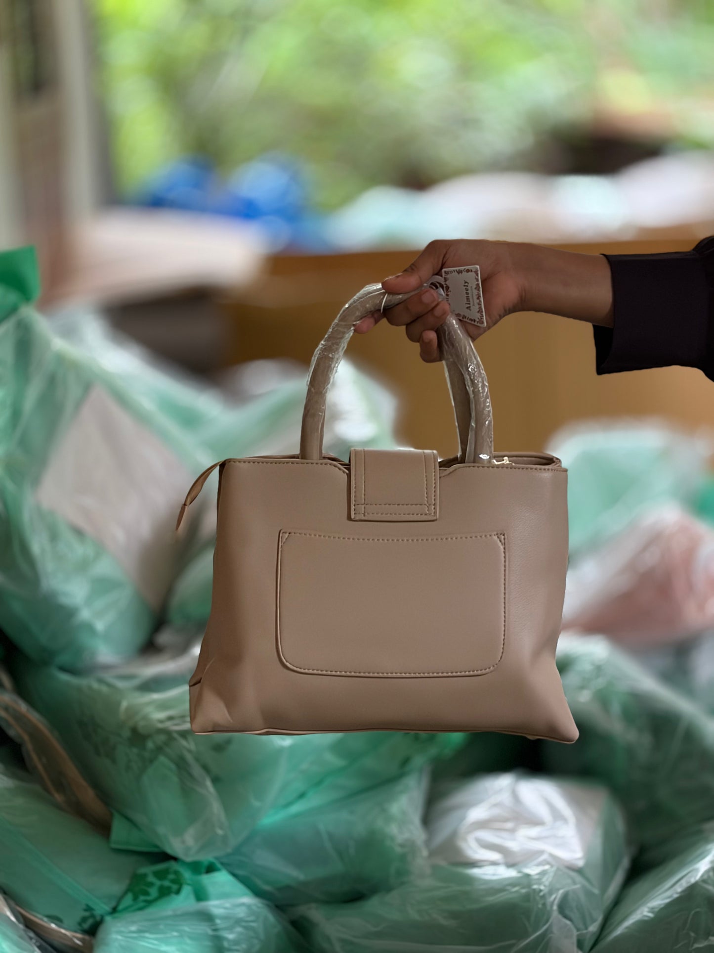 Elegant Beige Structured Handbag