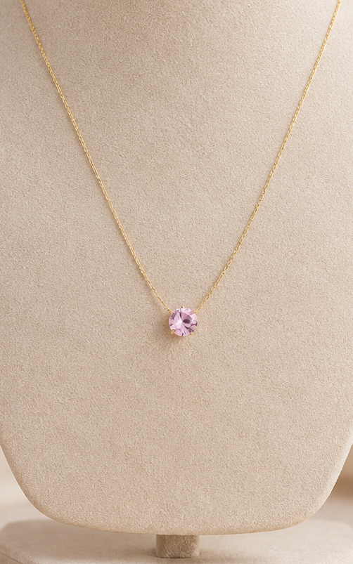 Pink Gemstone Gold Necklace