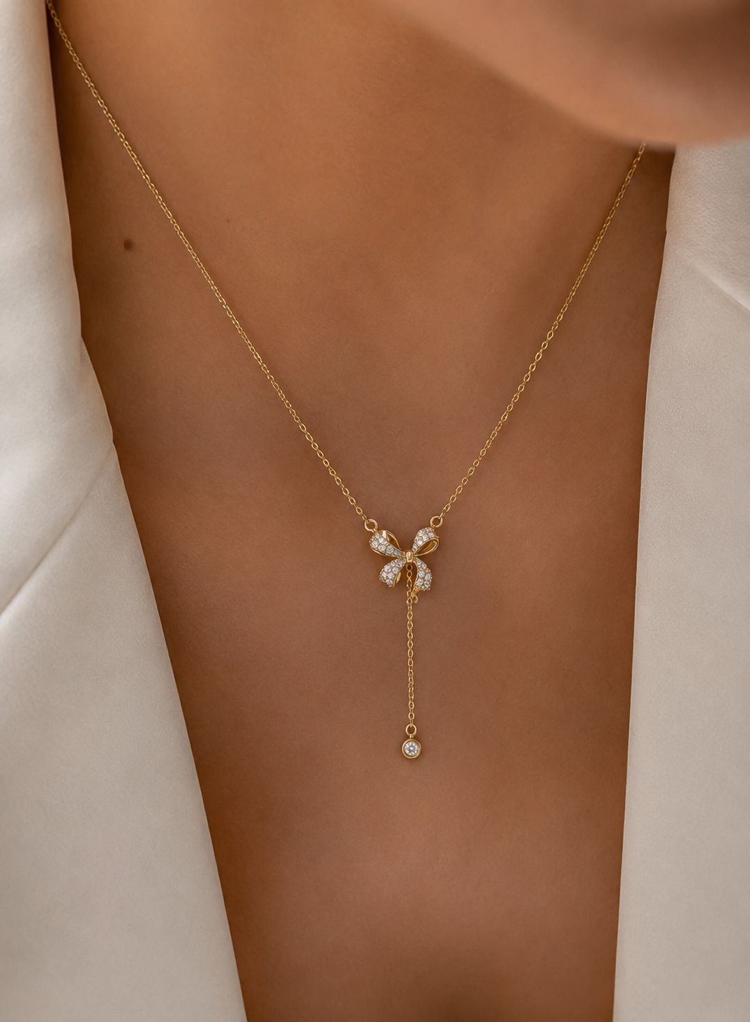 Bow Drop Necklace – Product Description