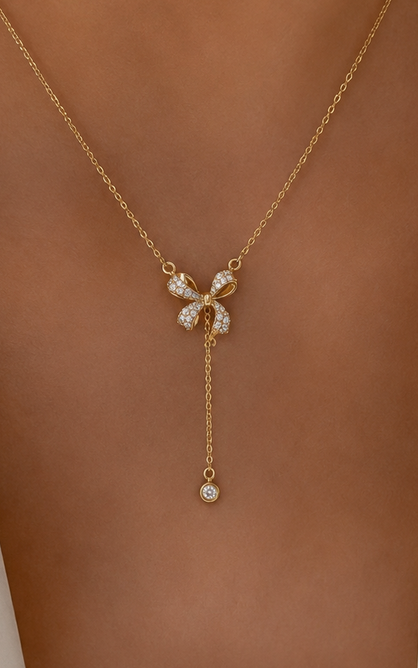 Bow Drop Necklace – Product Description