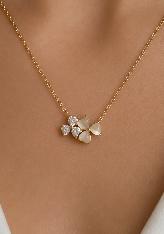 Mother of Pearl Clover Necklace
