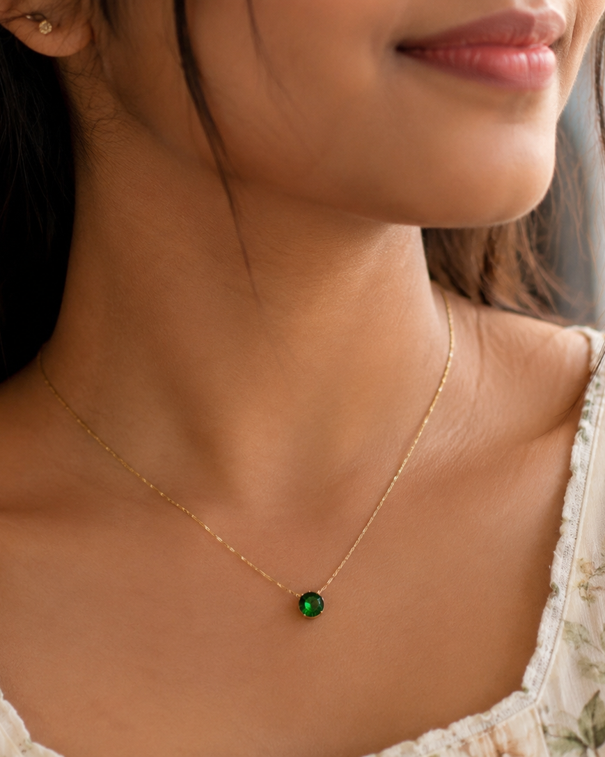 Elegant Green Gemstone Pendant Necklace