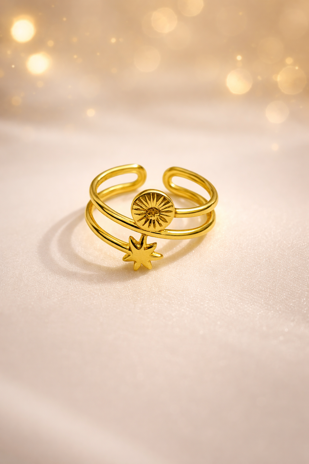 Celestial Sun & Star Adjustable Ring