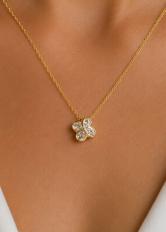 Flower Crystal Pendant Necklace