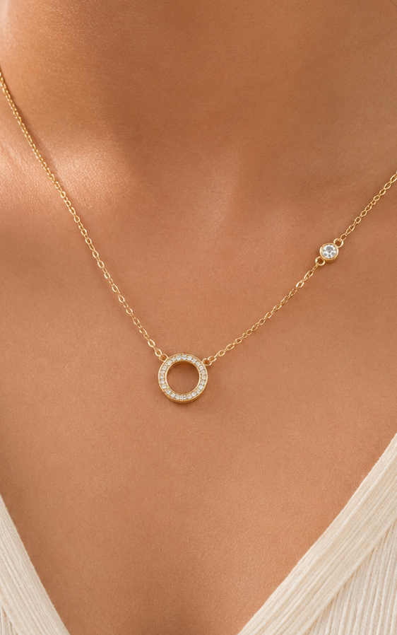 Circle Halo Pendant Necklace