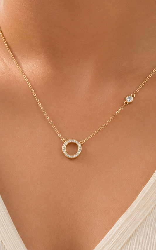 Circle Halo Pendant Necklace